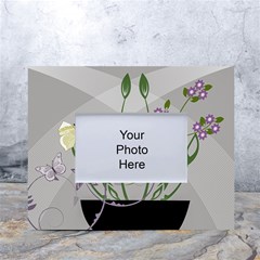 Flower Butterfly Pot White Tabletop Photo Frame 4 x6  by Sarkoni