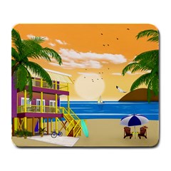 Vector Graphic Clipart Beach House Large Mousepad by Sarkoni