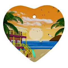 Vector Graphic Clipart Beach House Heart Ornament (two Sides)