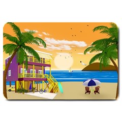 Vector Graphic Clipart Beach House Large Doormat