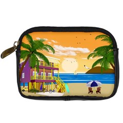 Vector Graphic Clipart Beach House Digital Camera Leather Case