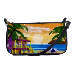 Vector Graphic Clipart Beach House Shoulder Clutch Bag