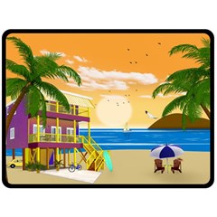 Vector Graphic Clipart Beach House Fleece Blanket (large)