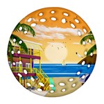 Vector Graphic Clipart Beach House Round Filigree Ornament (Two Sides) Front