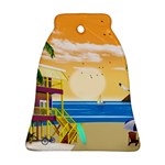 Vector Graphic Clipart Beach House Bell Ornament (Two Sides) Back