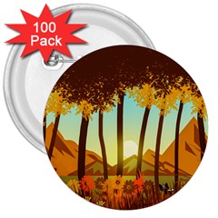 Mountains Fall Flowers 3  Buttons (100 Pack)  by Sarkoni