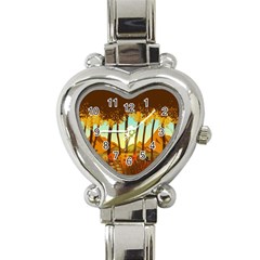 Mountains Fall Flowers Heart Italian Charm Watch by Sarkoni