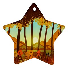 Mountains Fall Flowers Star Ornament (two Sides) by Sarkoni