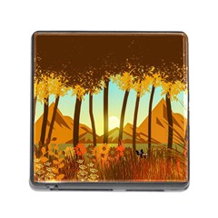 Mountains Fall Flowers Memory Card Reader (square 5 Slot)