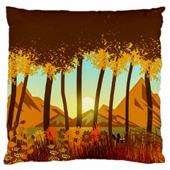 Mountains Fall Flowers Standard Premium Plush Fleece Cushion Case (one Side)