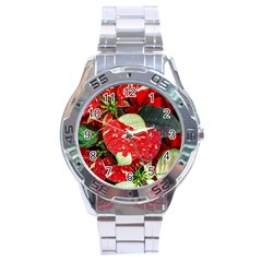 Poinsettia Christmas Star Plant Stainless Steel Analogue Watch