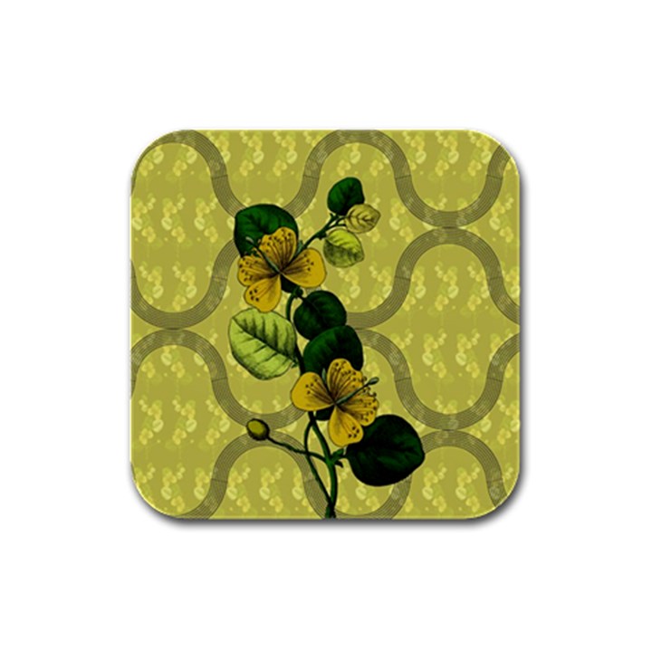 Flower Blossom Rubber Square Coaster (4 pack)