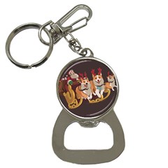 Christmas Santa Claus Dog Sled Bottle Opener Key Chain