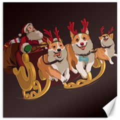 Christmas Santa Claus Dog Sled Canvas 12  X 12 