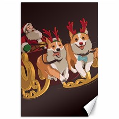 Christmas Santa Claus Dog Sled Canvas 24  X 36 