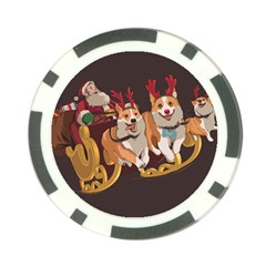 Christmas Santa Claus Dog Sled Poker Chip Card Guard