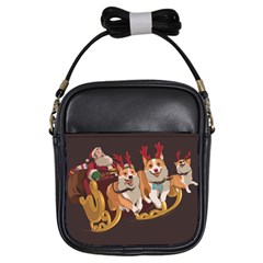 Christmas Santa Claus Dog Sled Girls Sling Bag