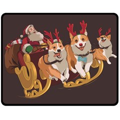Christmas Santa Claus Dog Sled Fleece Blanket (medium) by Sarkoni