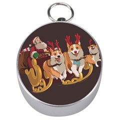 Christmas Santa Claus Dog Sled Silver Compasses