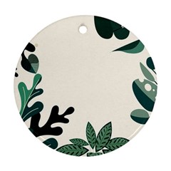 Leaves Plants Foliage Border Round Ornament (two Sides)