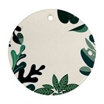 Leaves Plants Foliage Border Round Ornament (Two Sides) Back