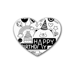 Happy Birthday Celebration Party Rubber Heart Coaster (4 Pack)
