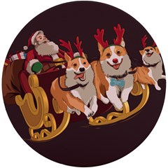 Christmas Santa Claus Dog Sled Uv Print Round Tile Coaster by Sarkoni