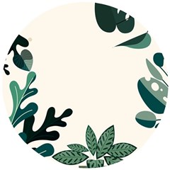 Leaves Plants Foliage Border Wooden Puzzle Round by Sarkoni