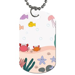 Cartoon Marine Life Marine Drawing Dog Tag (two Sides) by Sarkoni