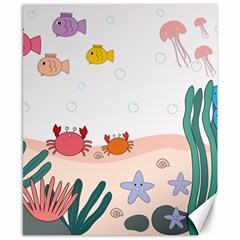 Cartoon Marine Life Marine Drawing Canvas 8  X 10 