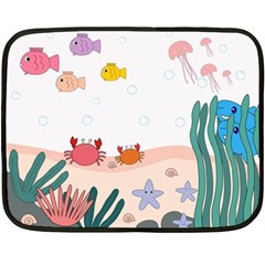 Cartoon Marine Life Marine Drawing Two Sides Fleece Blanket (mini) by Sarkoni