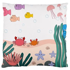 Cartoon Marine Life Marine Drawing Large Cushion Case (one Side)