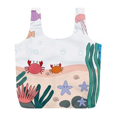 Cartoon Marine Life Marine Drawing Full Print Recycle Bag (l)