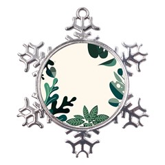 Leaves Plants Foliage Border Metal Large Snowflake Ornament by Sarkoni