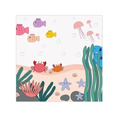 Cartoon Marine Life Marine Drawing Square Satin Scarf (30  X 30 )