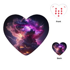 Cloud Heaven Storm Chaos Purple Playing Cards Single Design (heart)