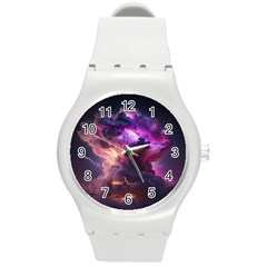 Cloud Heaven Storm Chaos Purple Round Plastic Sport Watch (m)