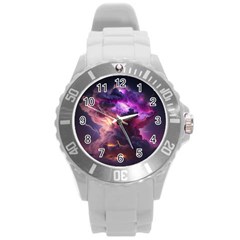 Cloud Heaven Storm Chaos Purple Round Plastic Sport Watch (l)