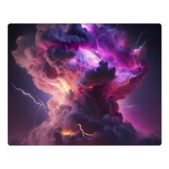 Cloud Heaven Storm Chaos Purple Two Sides Premium Plush Fleece Blanket (large) by Sarkoni