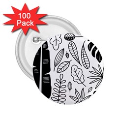 Leaves Plants Doodle Drawing 2 25  Buttons (100 Pack)  by Sarkoni
