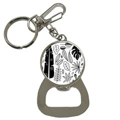 Leaves Plants Doodle Drawing Bottle Opener Key Chain by Sarkoni