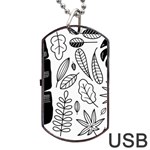 Leaves Plants Doodle Drawing Dog Tag USB Flash (Two Sides) Front