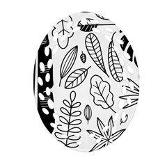 Leaves Plants Doodle Drawing Ornament (oval Filigree)