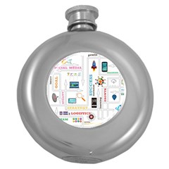 Illustrations Startup Business Organization Round Hip Flask (5 Oz)