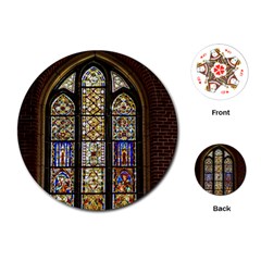 Stained Glass Window Old Antique Playing Cards Single Design (round)