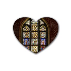 Stained Glass Window Old Antique Rubber Coaster (heart) by Sarkoni