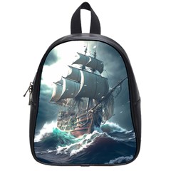 Pirate Ship Boat Sea Ocean Storm School Bag (small)