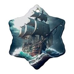 Pirate Ship Boat Sea Ocean Storm Ornament (snowflake)