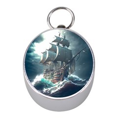 Pirate Ship Boat Sea Ocean Storm Mini Silver Compasses