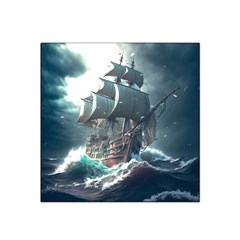 Pirate Ship Boat Sea Ocean Storm Satin Bandana Scarf 22  X 22 